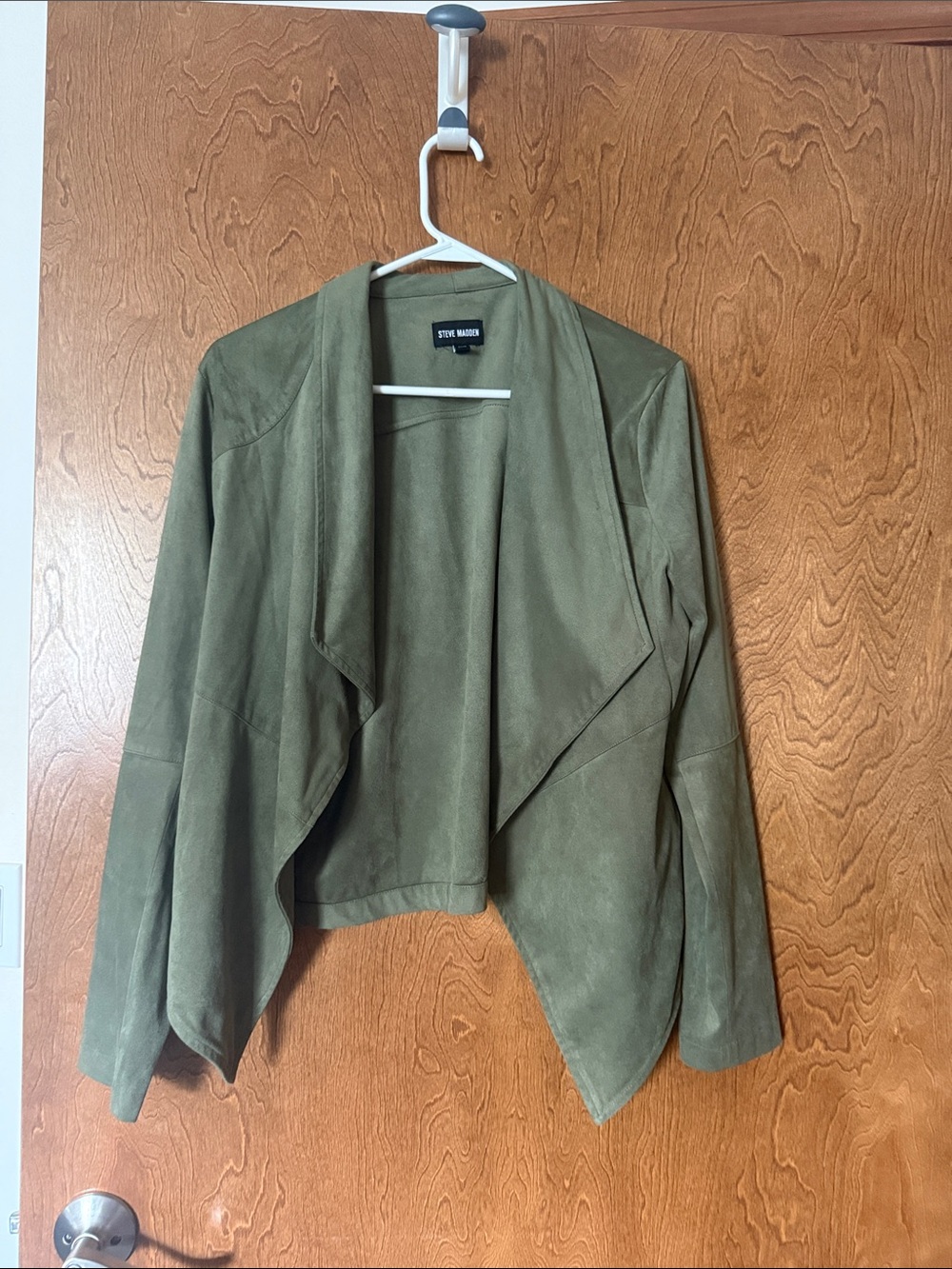 Steve Madden Olive Draped Open-Front Jacket